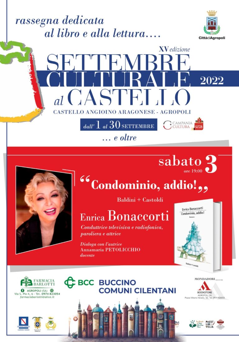 Settembre Culturale: stasera Enrica Bonaccorti. Dialoga con l’autrice Annamaria Petolicchio